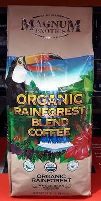 美兒小舖COSTCO好市多代購～Magnum 有機熱帶雨林調和咖啡豆(907g/包)可代磨成咖啡粉