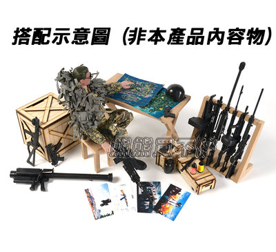 [在台現貨-套裝-新款武器架] 美軍指揮所 指揮桌 椅子 木箱 武器架 彈藥箱 地圖 海報 軍事場景 1/6 拼裝槍模型