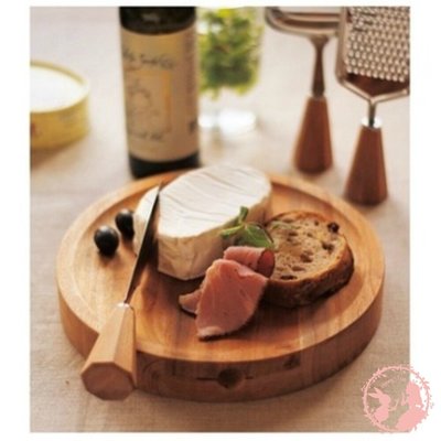 日本IBUKI木製圓形帶刀砧板 麵包盤 麵包板 麵包擺盤 披薩擺盤 食物盤 木盤 美式餐盤