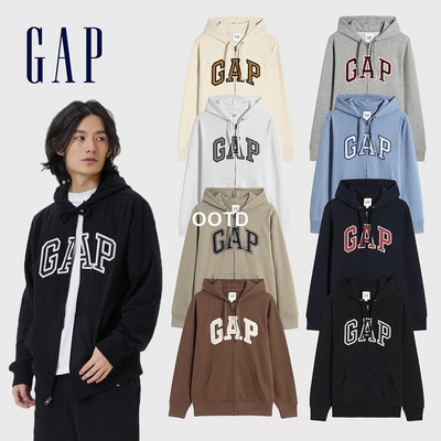 Gap 男女同款 Logo連帽外套 冰淇淋系列 碳素軟磨法式圈織系列-多色可選 (853131)-OOTD