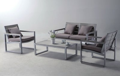 @休閒風吹吹@~~ villa風 後現代設計主義 塑木咖啡桌椅組 一桌+二單人椅+雙人椅