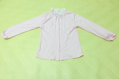 2手童裝 專櫃 BABY-KING 粉色 蕾絲 立領 長袖襯衫(38