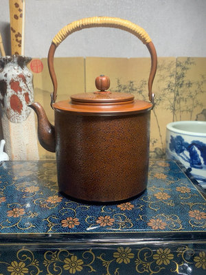 日本精工老銅壺，筒型銅壺，煮水銅壺，名堂口島倉堂造，一張銅打