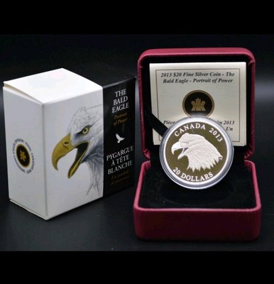 加拿大 2013 年 白頭海鵰 精鑄銀幣 含純銀1盎司 附盒 附證書