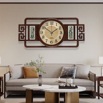 熱銷 -現貨 新中式掛鐘長方形客廳家用大氣臥室靜音鐘表裝飾掛墻表萬年歷時鐘