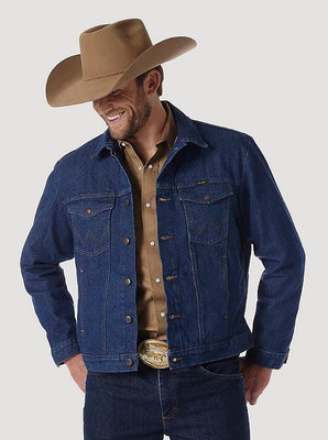【牛仔專用款S-XXL】美國WRANGLER Western 深藍原色 重磅硬挺 經典款牛仔外套 卡車夾克