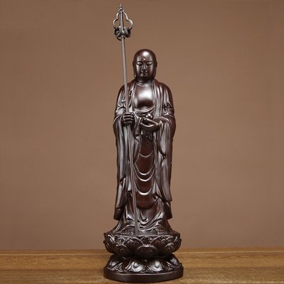【熱賣精選】   南無地藏王菩薩 法像莊嚴 木雕擺件 黑檀木（GA-4845）