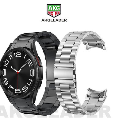 AKGLEADER官方新款快拆頭鈦合金手表帶適用三星Watch6classic 43/47/40/44mm手表精鋼表帶5pro潮牌不銹鋼腕帶