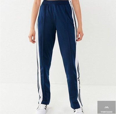 【Fashion™潮牌購】Adidas 愛迪達 運動褲 深藍 排扣 藍白 寬版 長褲 女款 DH3155