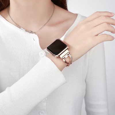 gaming微小配件-適用於 Redmi手錶2lite 錶帶 金屬 鑽石大X字型錶帶 + 保護殼 時尚個性 輕奢氣質款 小米手錶超值版 錶帶-gm