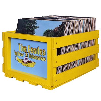 【熱賣精選】美國Crosley黑膠唱片收納箱木箱框儲物箱 披頭士限定版黃色潛水艇