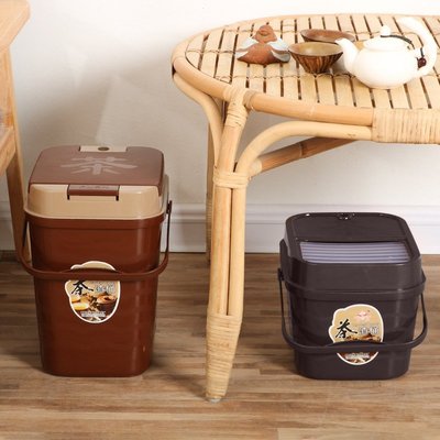 家用塑料茶水桶彈蓋茶渣桶 大容量垃圾桶帶濾水網 手提收納桶包郵