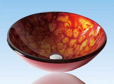 FUO衛浴:42公分 彩繪工藝 藝術強化玻璃碗公盆 (WY15025)預訂!