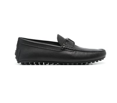 [全新真品代購-F/W23 SALE!] TOD'S 黑色紋理皮革 豆豆鞋 / 樂福鞋 (TODS) Gommino