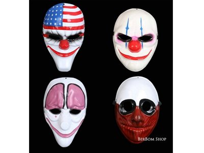 B50【當日出貨】小丑面具 劫薪日 收獲日塑膠面具 Payday 面罩 頭套 惡搞 搞笑 萬聖節 尾牙 變裝派對 cos