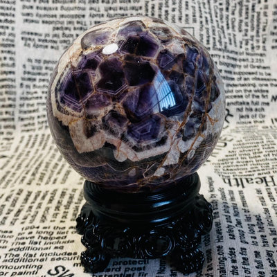C1299天然紫水晶球擺夢幻紫色水晶居家飾品，原石打磨，隨手 水晶 原石 把件【玲瓏軒】