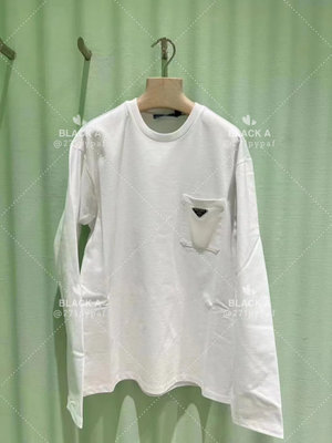【BLACK A】Prada 白色長袖T恤 價格私訊