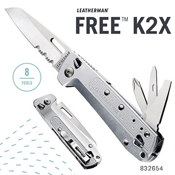 【EMS軍】LEATHERMAN FREE K2X 多功能工具折刀(半齒刃/銀色握柄)(公司貨)#832654