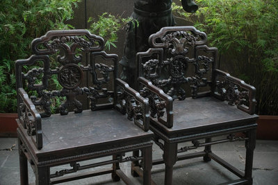清代收藏級雞翅木太師椅一對 古董 舊貨 舊藏 【聚寶軒】-598