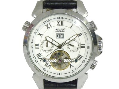[專業] 機械錶 [JARAGAR H057MW] 捷豹自動[大錶徑]錶[白色面+星+日期]/時尚/中性 [新品]