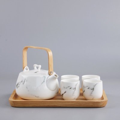 現貨 日式大理石紋下午茶具陶瓷咖啡杯具套裝創意花茶冷水壺茶壺含托盤爆款~特價#促銷 #現貨
