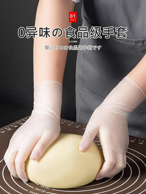 日本一次性手套pvc食品級耐用耐磨防水防油加厚非tpe乳膠橡膠丁腈-西瓜鈣奶