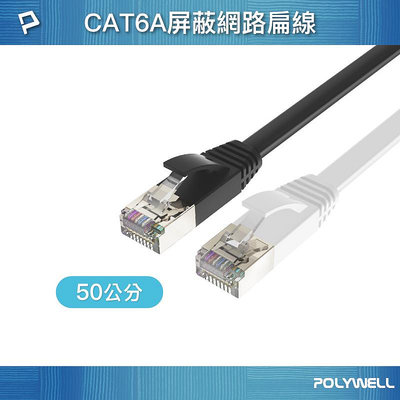 (現貨) 寶利威爾 CAT6A扁線 50公分 高速網路線 RJ45 福祿克認證 POLYWELL