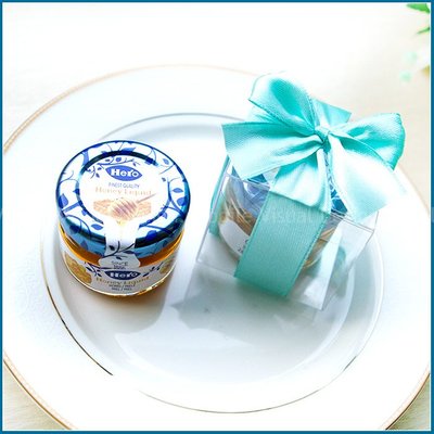 幸福朵朵【甜蜜蜜「透明盒裝」瑞士進口hero蜂蜜小禮盒(Tiffany緞帶)】送客禮贈品/婚禮小物