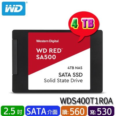 【MR3C】請先問貨況含稅 WD 紅標 SA500 4TB 4T NAS SATA SSD 硬碟 WDS400T1R0A