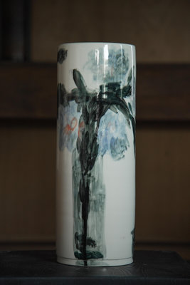「上層窯」鶯歌製造 上層窯作品 幾何 彩繪花瓶 瓷器 A1-14