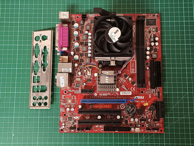 (懷舊) MSI微星 GF615M-P3 AM3主機板 + AMD CPU 含擋板/蜂鳴器 (聲音瑕疵)