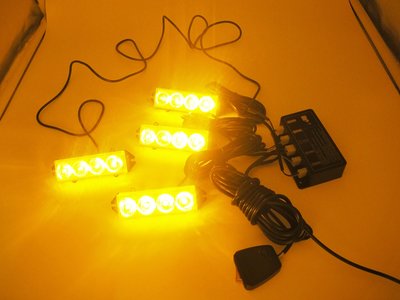 爆亮 外銷美國警用爆閃燈 黃+黃 一對四 LED爆閃燈  帶控制盒爆閃燈控制器 非 燈條 LED SMD5050CREE