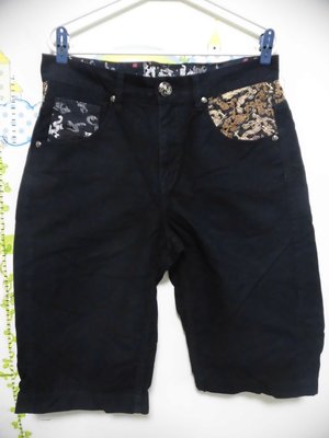 衣市藍~BIG TRAIN 牛仔短褲 (M~約W32~黑~) (230709) (衣20)
