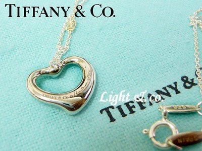 【Light &amp; co.】專櫃真品已送洗 TIFFANY 草寫版 雙鑽 石 小Open Heart 項鍊 小愛心 心型