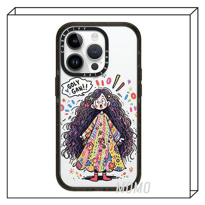 MOMO可愛塗鴉手繪捲髮女孩 適用iPhone 15 14 13 12 Pro-3C玩家