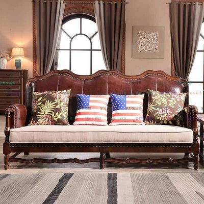 【京野生活館】davidbenz美式全實木沙發簡美1+2+3沙發客廳皮布組合沙發實木家具