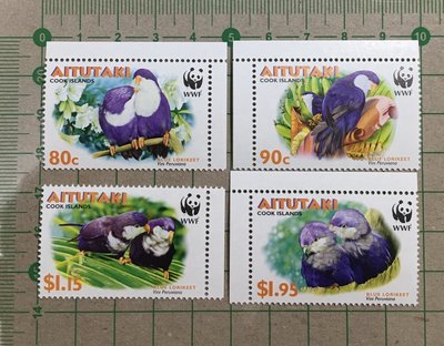 【郵卡庫】【鳥類】艾圖塔基2002年，大溪地澳洲鸚鵡 4全，新票 SP5885