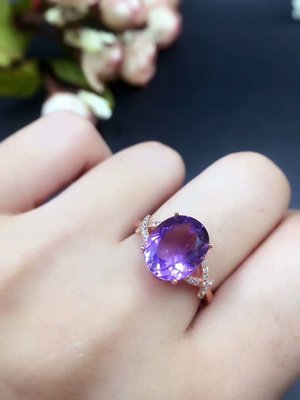 【紫水晶戒指】天然紫水晶戒指 夢幻紫羅藍色 大克拉 優雅璀璨