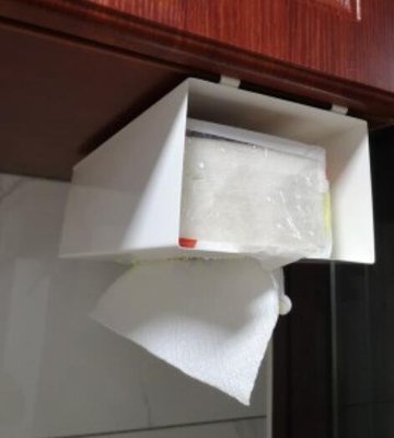 13177c 日本製 好品質 日式 白色袋子層架掛式櫃子牆壁上掛式浴室廚房 捲筒面紙架盒衛生紙盒紙巾收納盒禮品