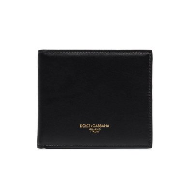 [全新真品代購] DOLCE GABBANA 經典款 燙金LOGO 黑色皮革 短夾 / 皮夾 (DG)