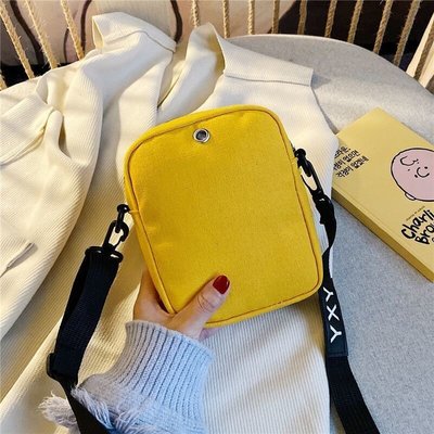 韓版單肩包學生斜挎小包網紅同款黃色小清新帆布包信封包女士包袋正品促銷