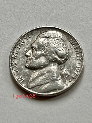 [老排的收藏]~~美洲錢幣~美國1974年D記美元5分硬幣.(1)