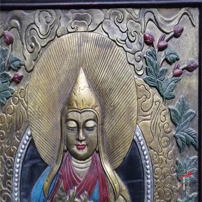現貨熱銷-【紀念幣】老木架木框擺件西藏尼泊爾彩繪唐卡畫像宗教人物佛像家居裝飾掛畫