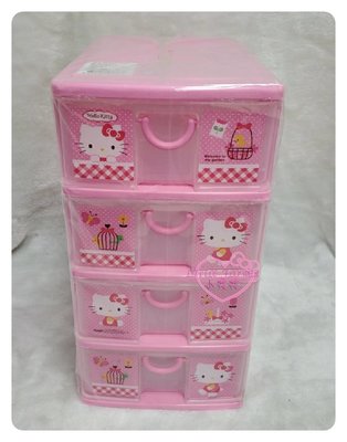 ♥小花花日本精品♥ Hello Kitty 粉色 抽屜式 桌面收納盒 4層 置物櫃 飾品盒 抽屜櫃 ~7