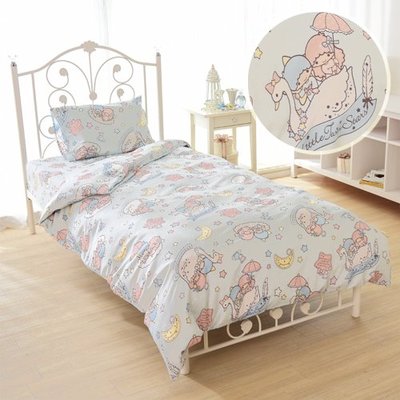 日本代購 sanrio 三麗鷗 kikilala  雙子星 單人床包 三件組 床單 被套 枕頭套 和式床單