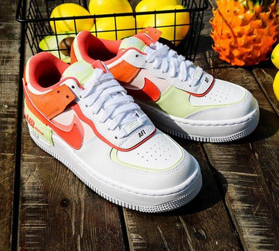 Nike Air Force 1 Shadow 白粉橘 解構 馬卡龍 輕量 增高 滑板鞋 CI0919-110 女鞋【雅妤潮鞋】