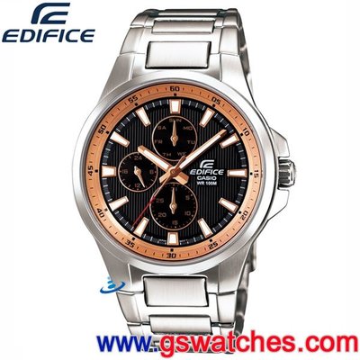 【金響鐘錶】全新CASIO EF-342D-1A5,公司貨,EDIFICE,時尚男錶,三針三眼,星期日期24小時