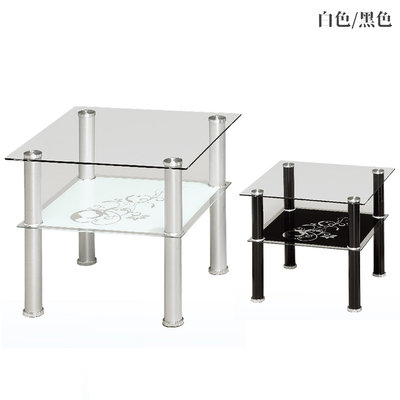 【優比傢俱生活館】22 便宜購N-K55-4型白色/黑色1.8尺玻璃雙層小茶几/方几 SH100-7