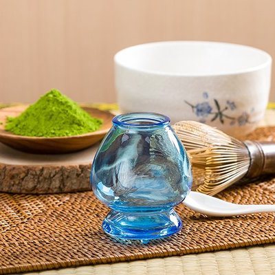 透明抽象茶筅座-舒心藍 (玻璃茶筅座)/-茶具配件/茶筅立/茶筅座/ 茶筅托/茶刷架/ 茶筅架
