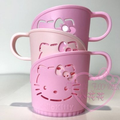 ♥小公主日本精品♥Hello Kitty 凱蒂貓 玫瑰粉 淺粉色 大臉造型紙杯水 杯茶杯 有柄架 三入組-預